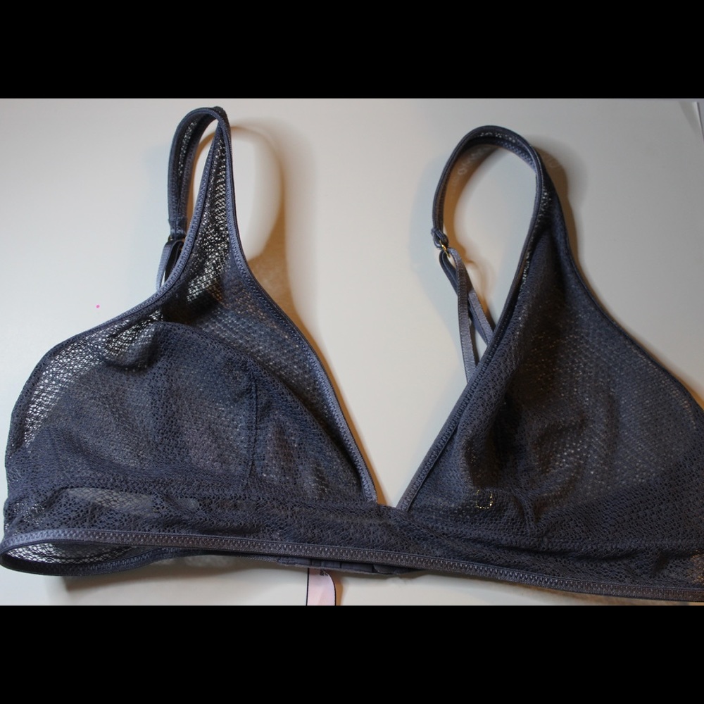 Victoria Secret Sheer Mesh Bralette Gray Bra M